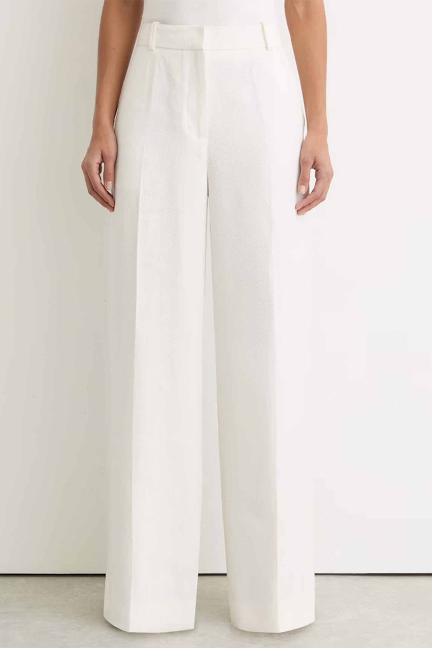 Petite Linen-blend Wide-leg Trousers in White