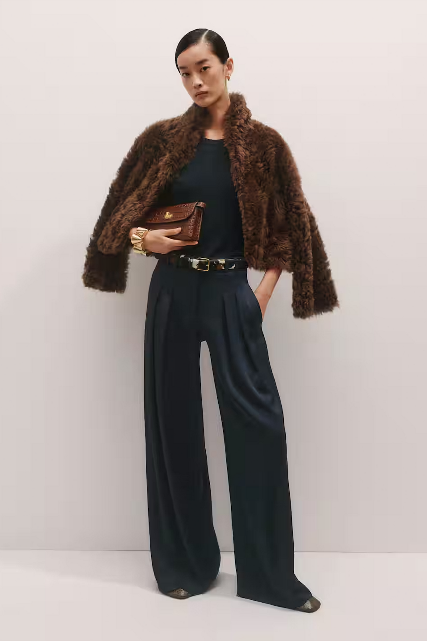 Double Pleat Fluid Satin Trouser