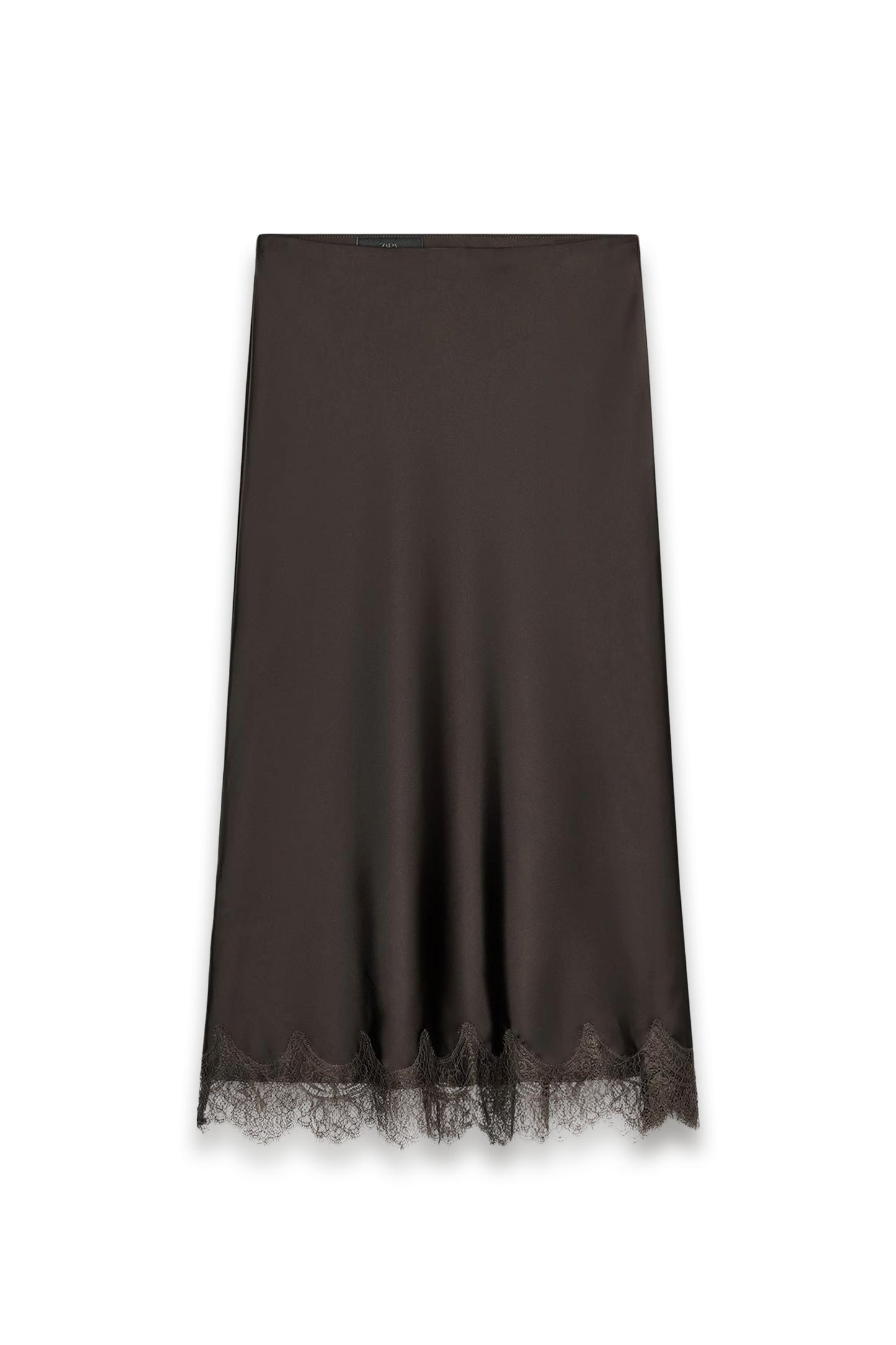 Lace Satin Midi Skirt