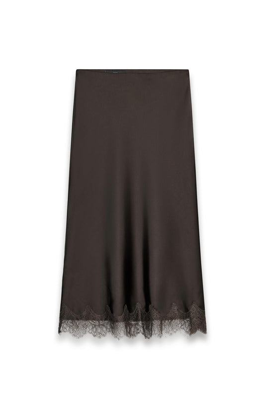 Lace Satin Midi Skirt