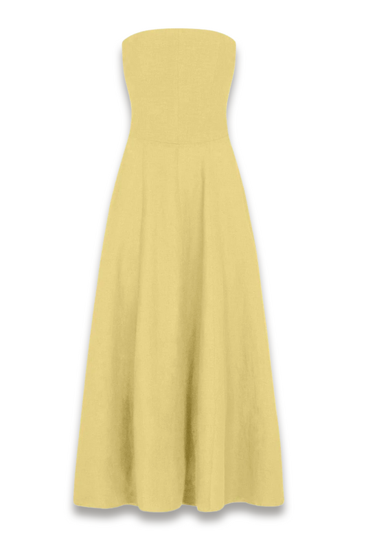 The Chiara Maxi Bandeau Dress in Yellow