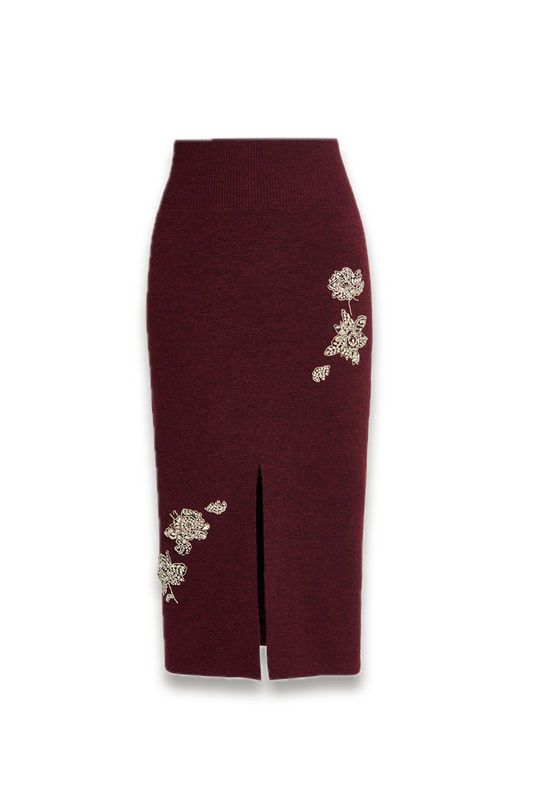 Embellished Knit Pencil Skirt