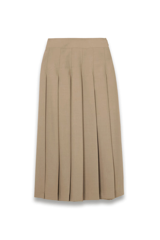 Pleated Wool-blend Midi Wrap Skirt