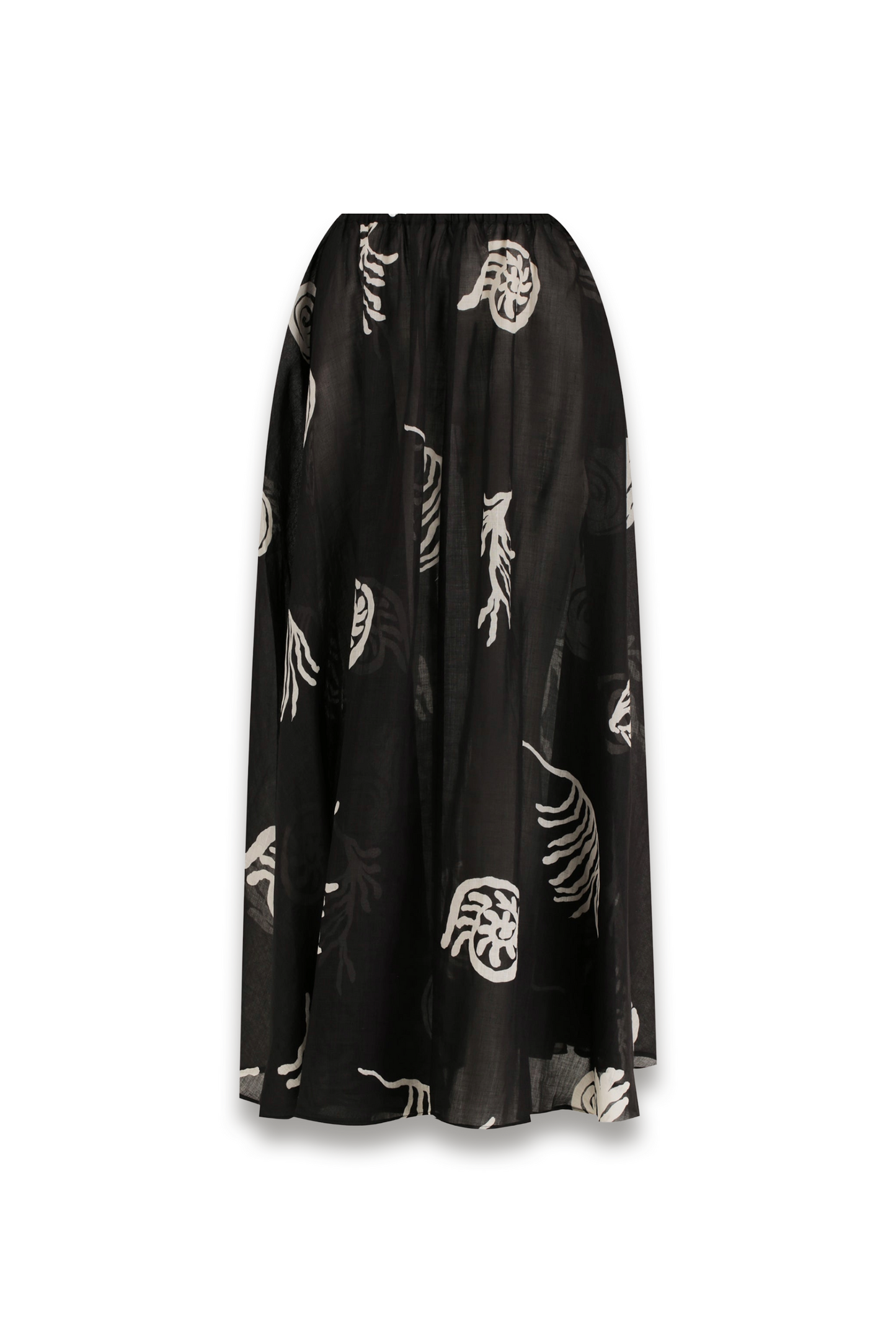 Positano Black Ramie Midi Skirt