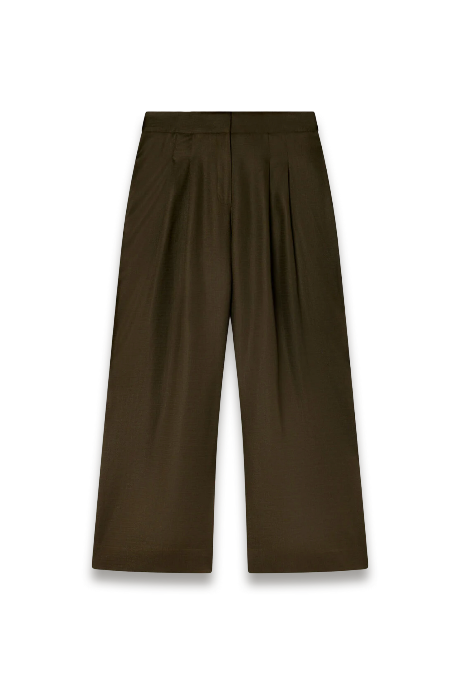 Khaki Wide-leg Hopsack Trouser