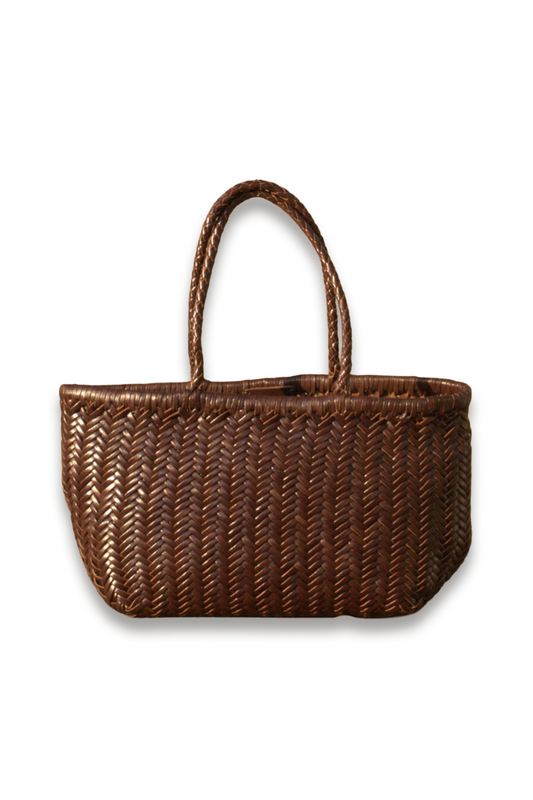 Handmade Woven Leather Tote Shopping Bag
