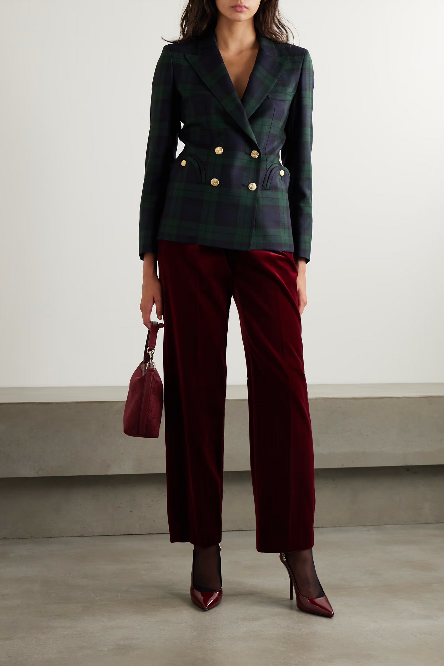 Fox Pleated Cotton-velvet Straight-leg Pants