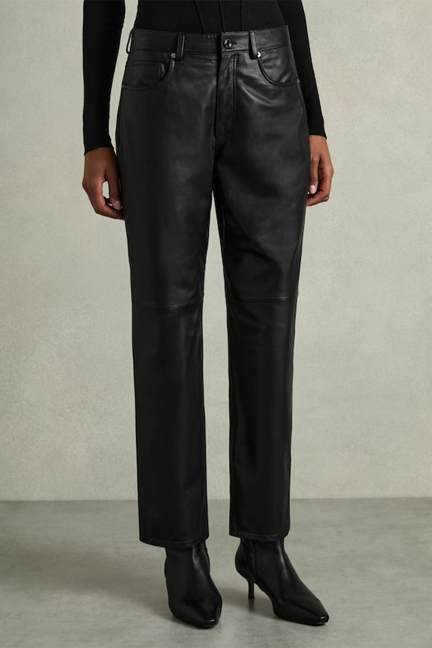 Leather Slim-leg Trousers