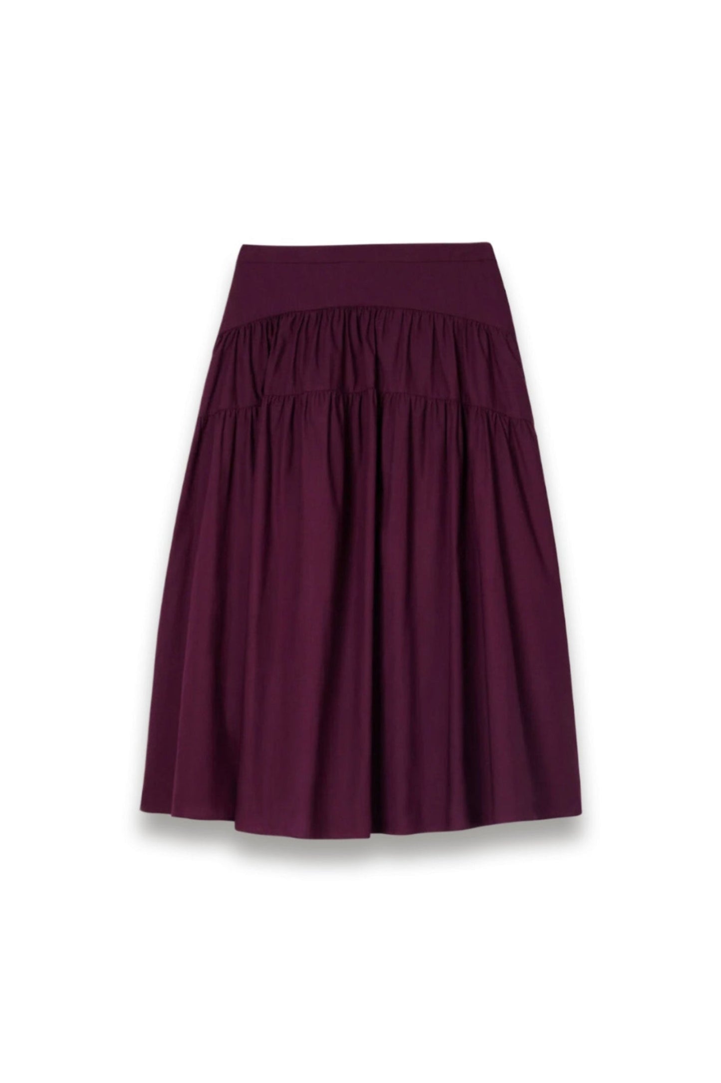 Plum Tier Hem Cotton Skirt