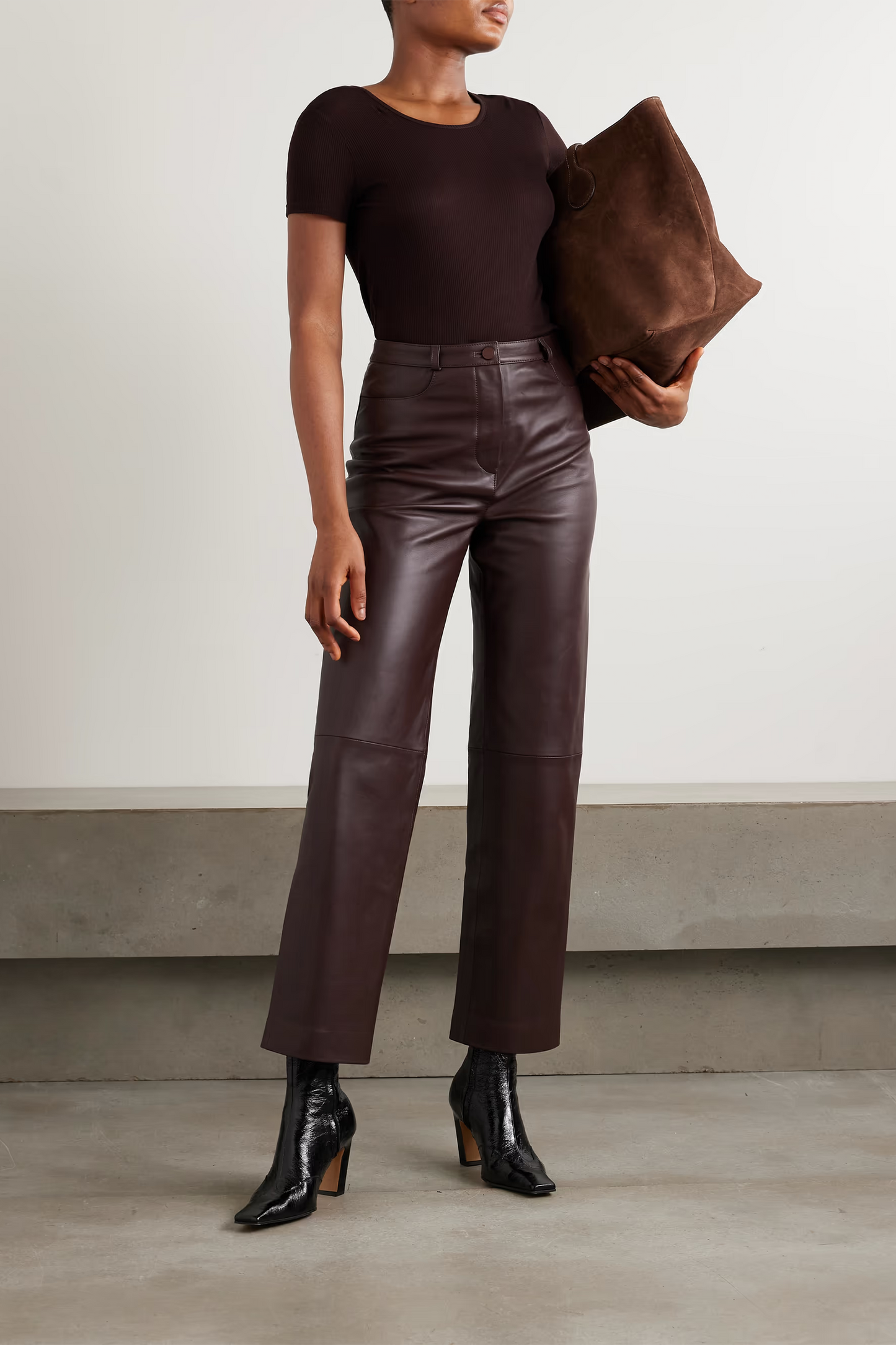 Cobe Paneled Leather Straight-leg Pants
