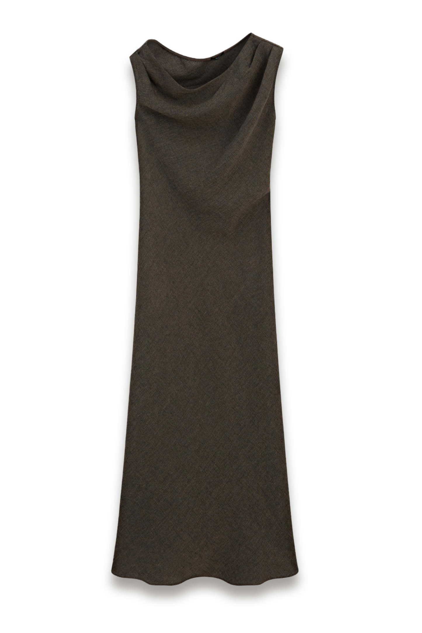 Linen Midi Dress with Shoulder Detail