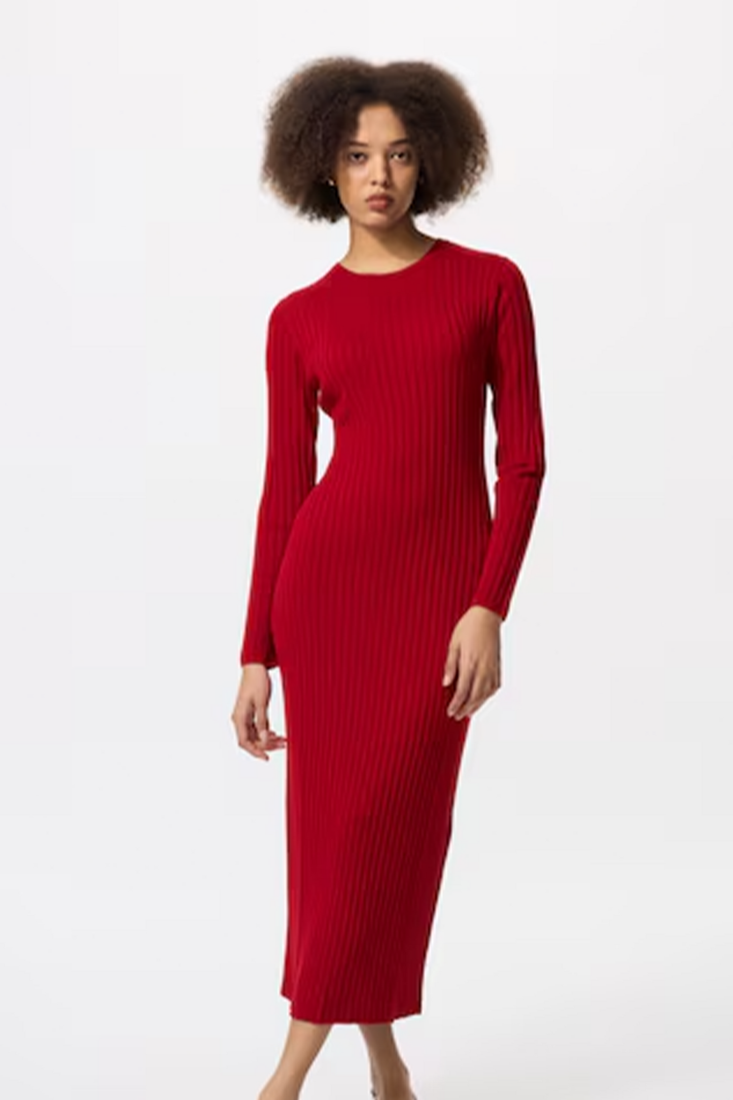 Merino Blend Ribbed Knit Dress