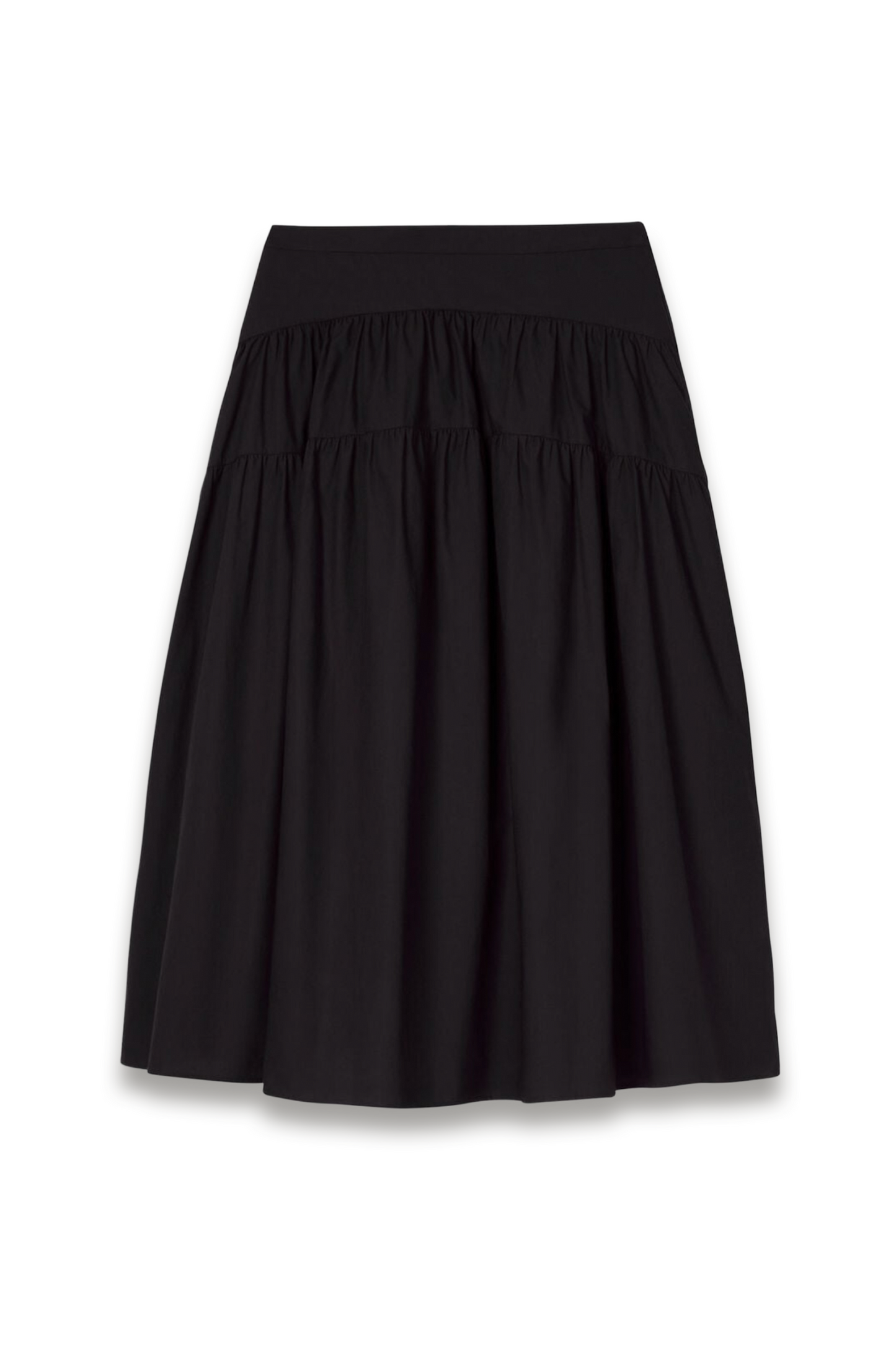 Black Tier Hem Cotton Skirt