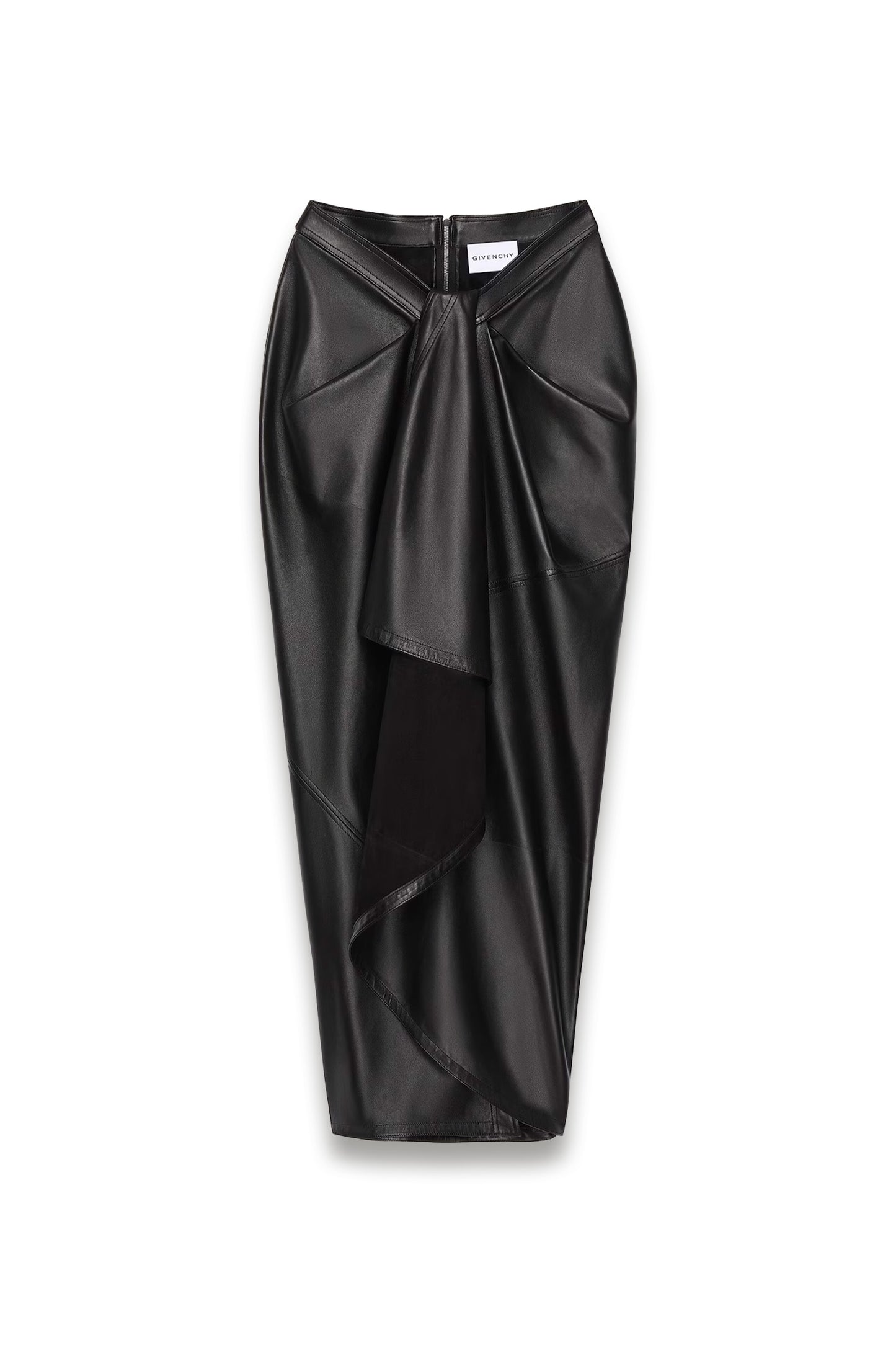 Long wrapped skirt in leather