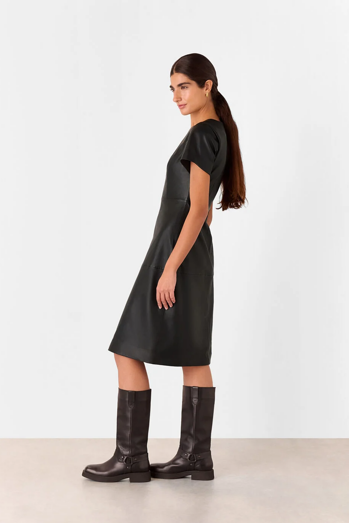Rosamund A-Line Leather Dress