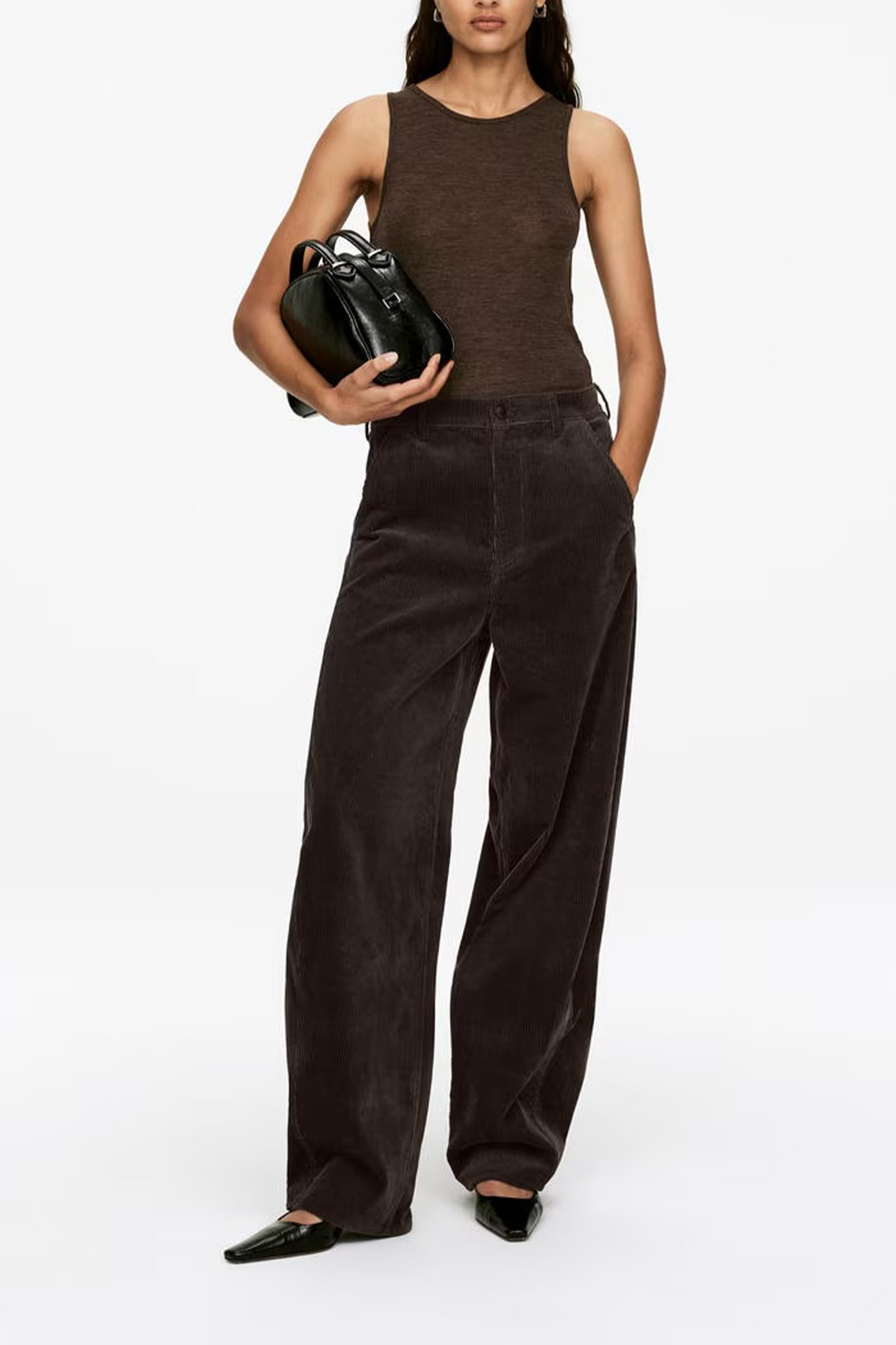 Barrel-leg Corduroy Trousers
