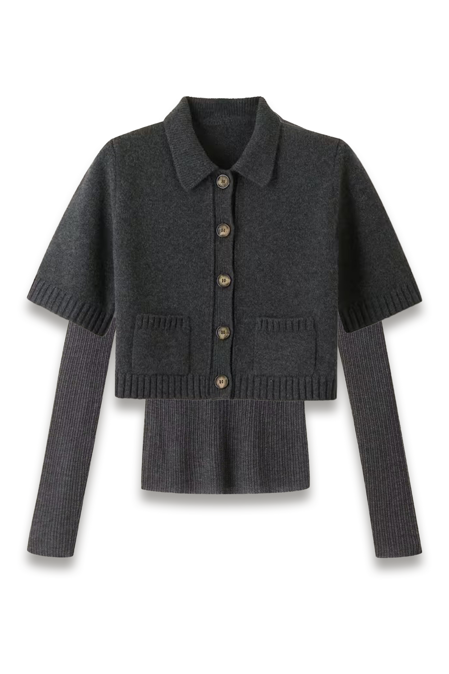Barely There Slim-rib Layering Jumper and Cropped-knit Jacket Co-ord