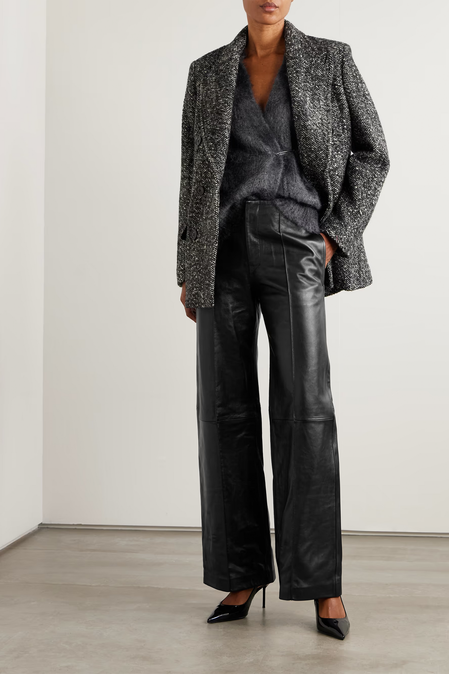 Ciara Leather Wide-leg Pants