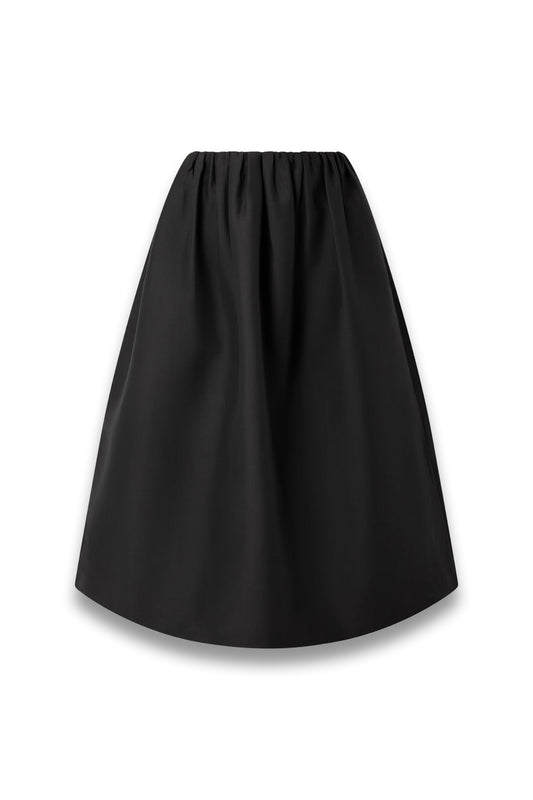 Gathered Wool and Silk-Blend Midi Skirt