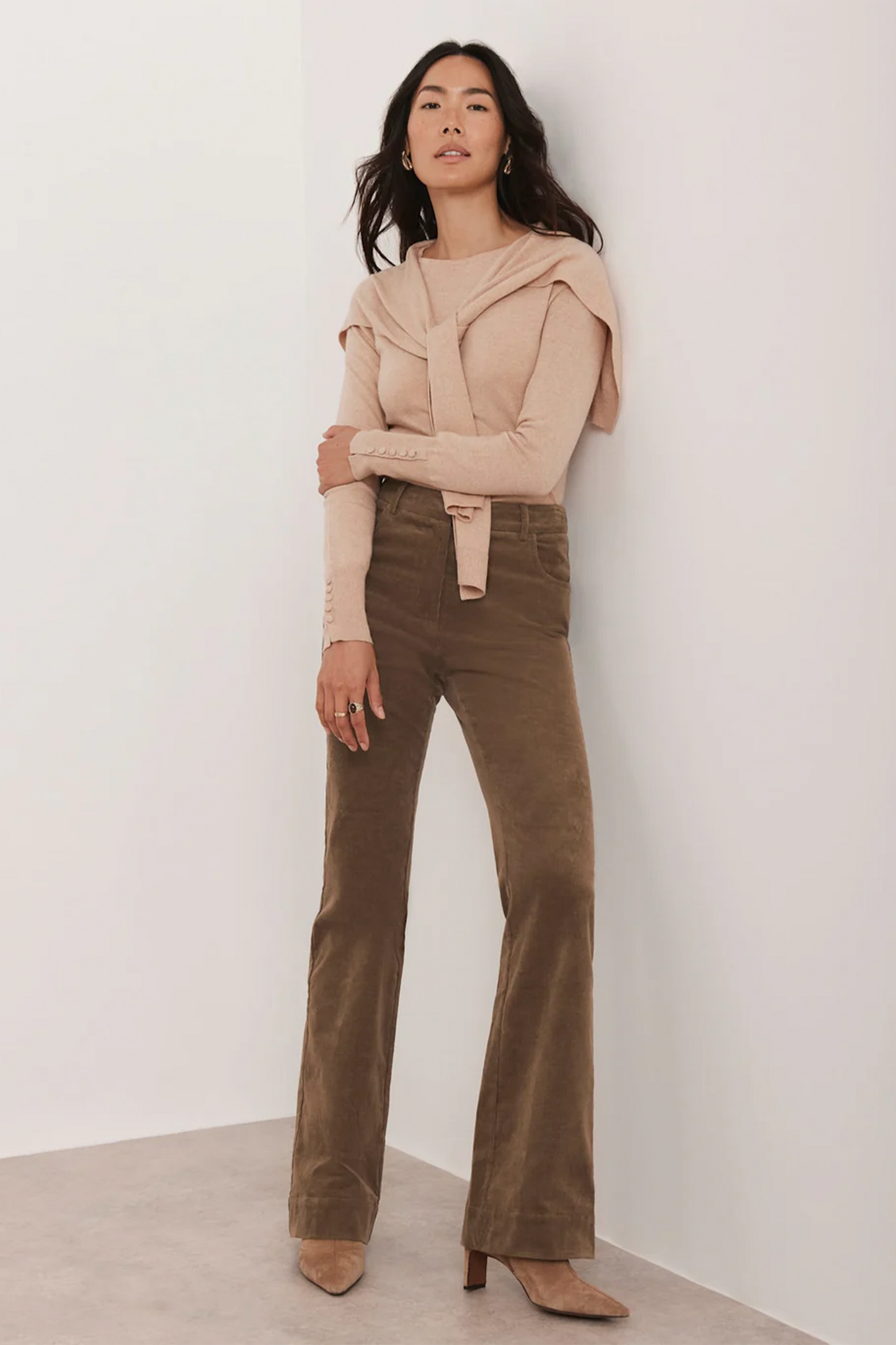 Brown Corduroy Flared Trousers