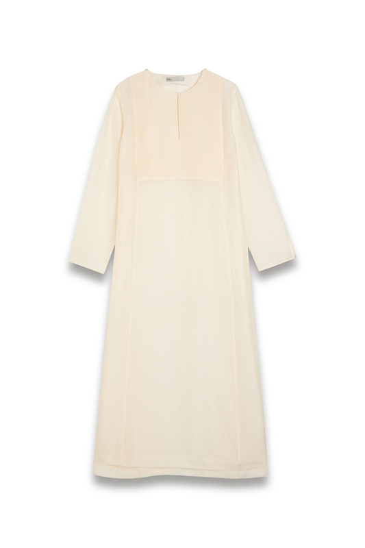 Pintucked linen and silk-blend kaftan