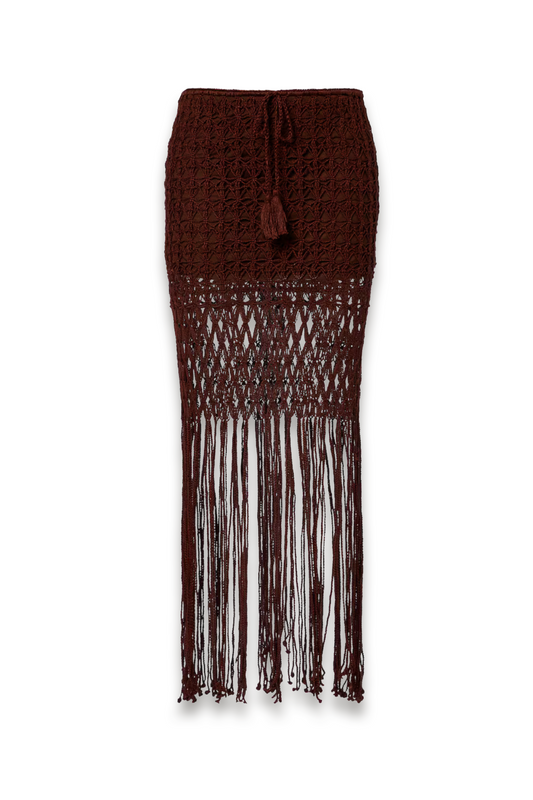 Crochet Fringed Cotton Miniskirt