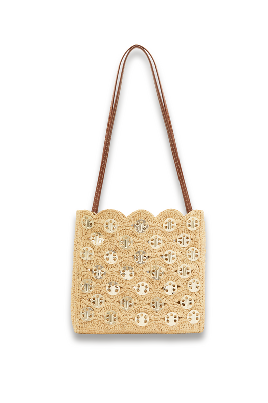 Sac A Main Embellished Raffia Shoulder Bag