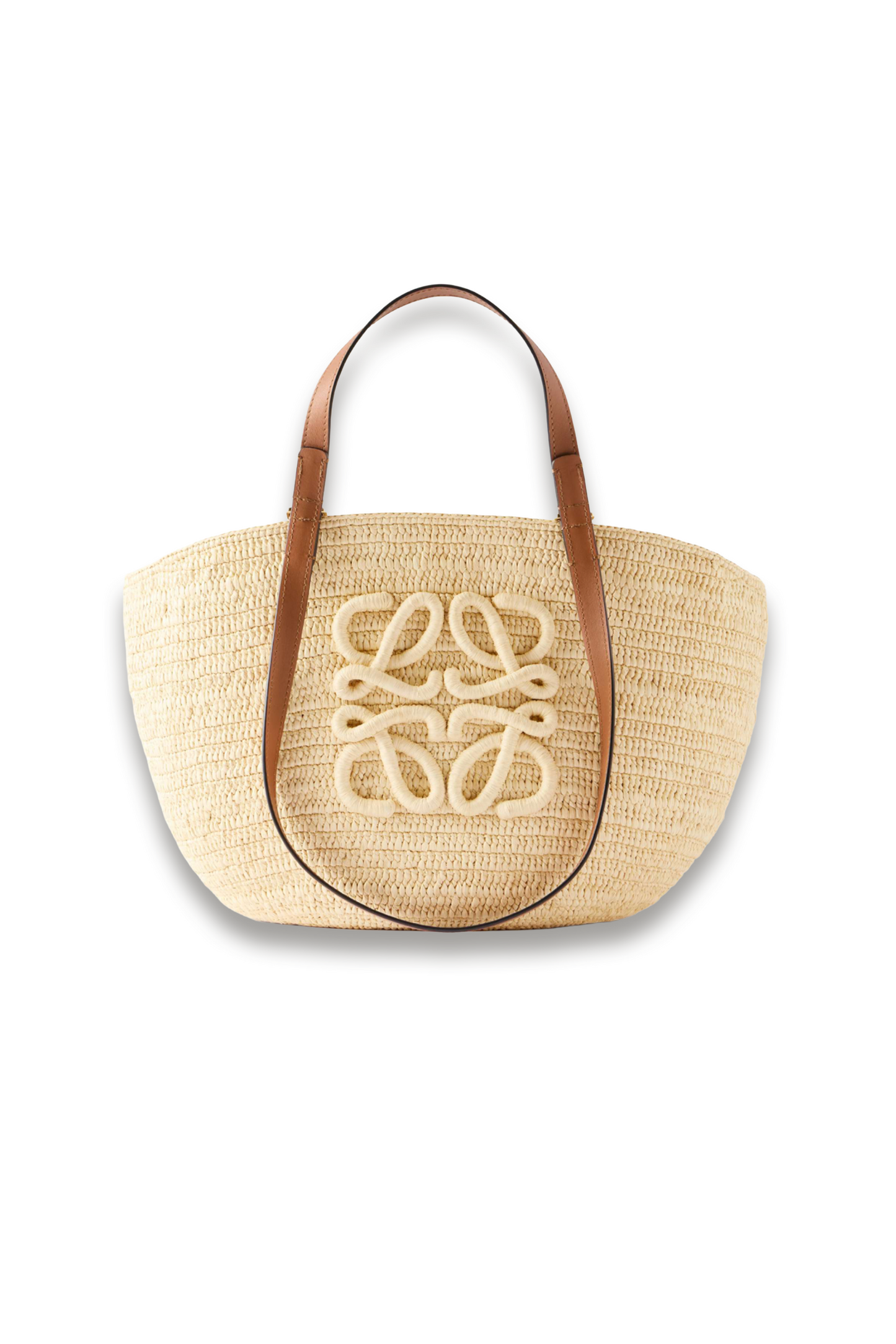 Paula's Ibiza Eclipse Basket medium leather-trimmed raffia tote