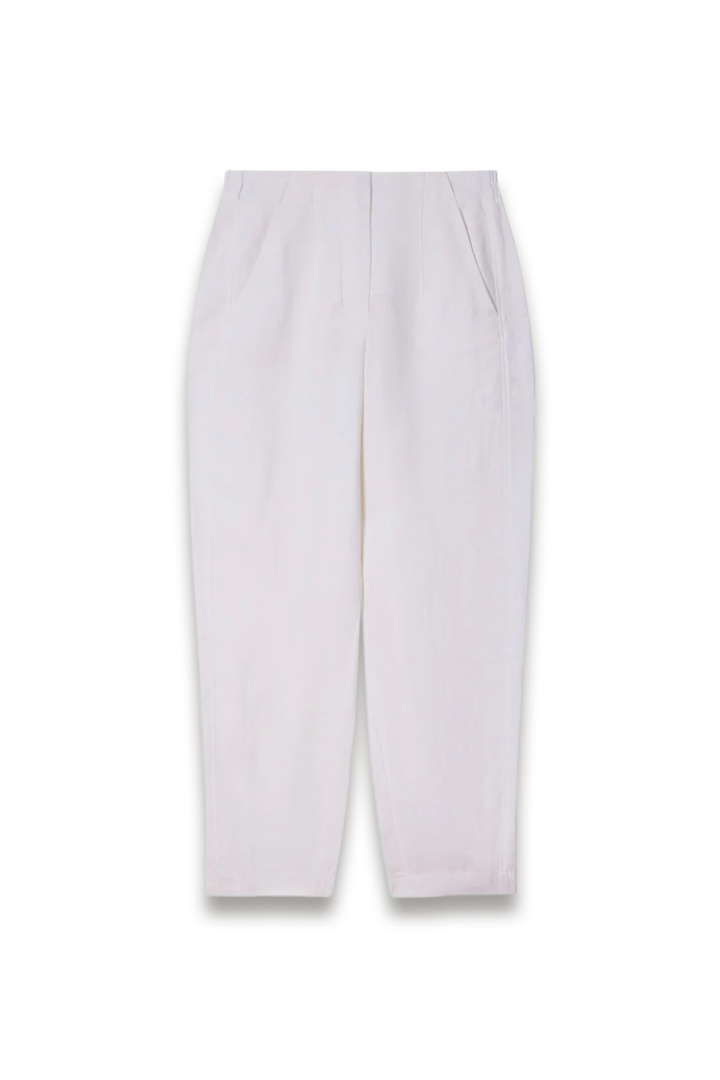 White Linen Barrel Leg Trouser