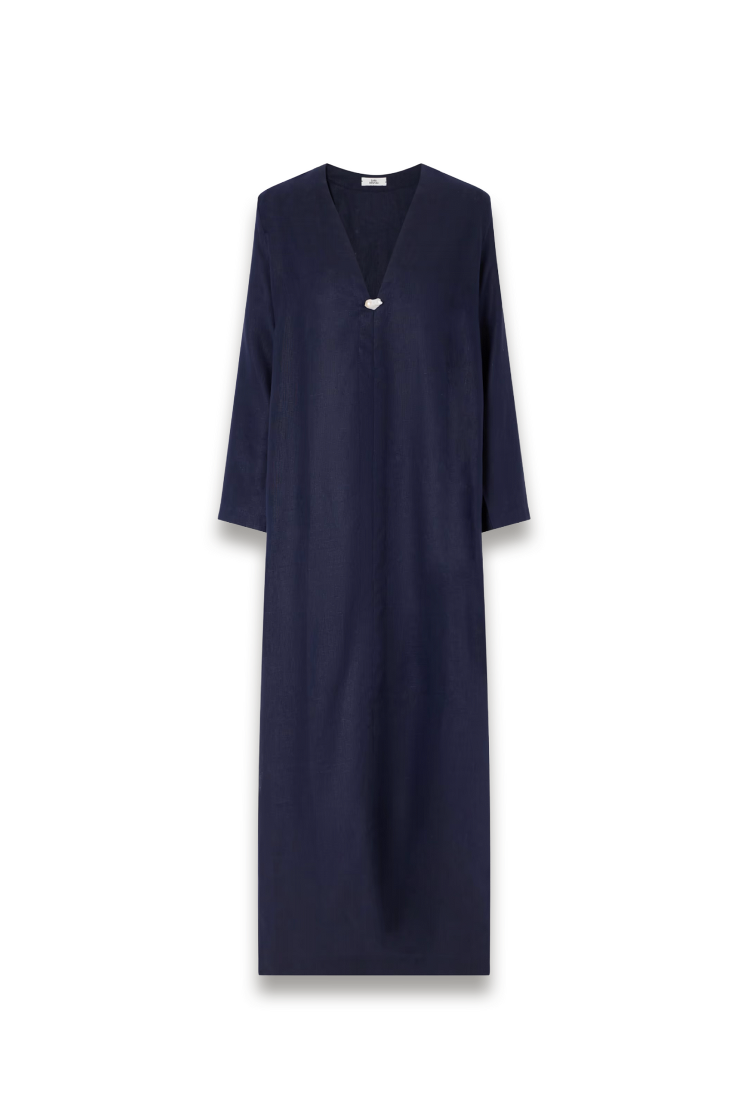 Pearl-embellished linen kaftan