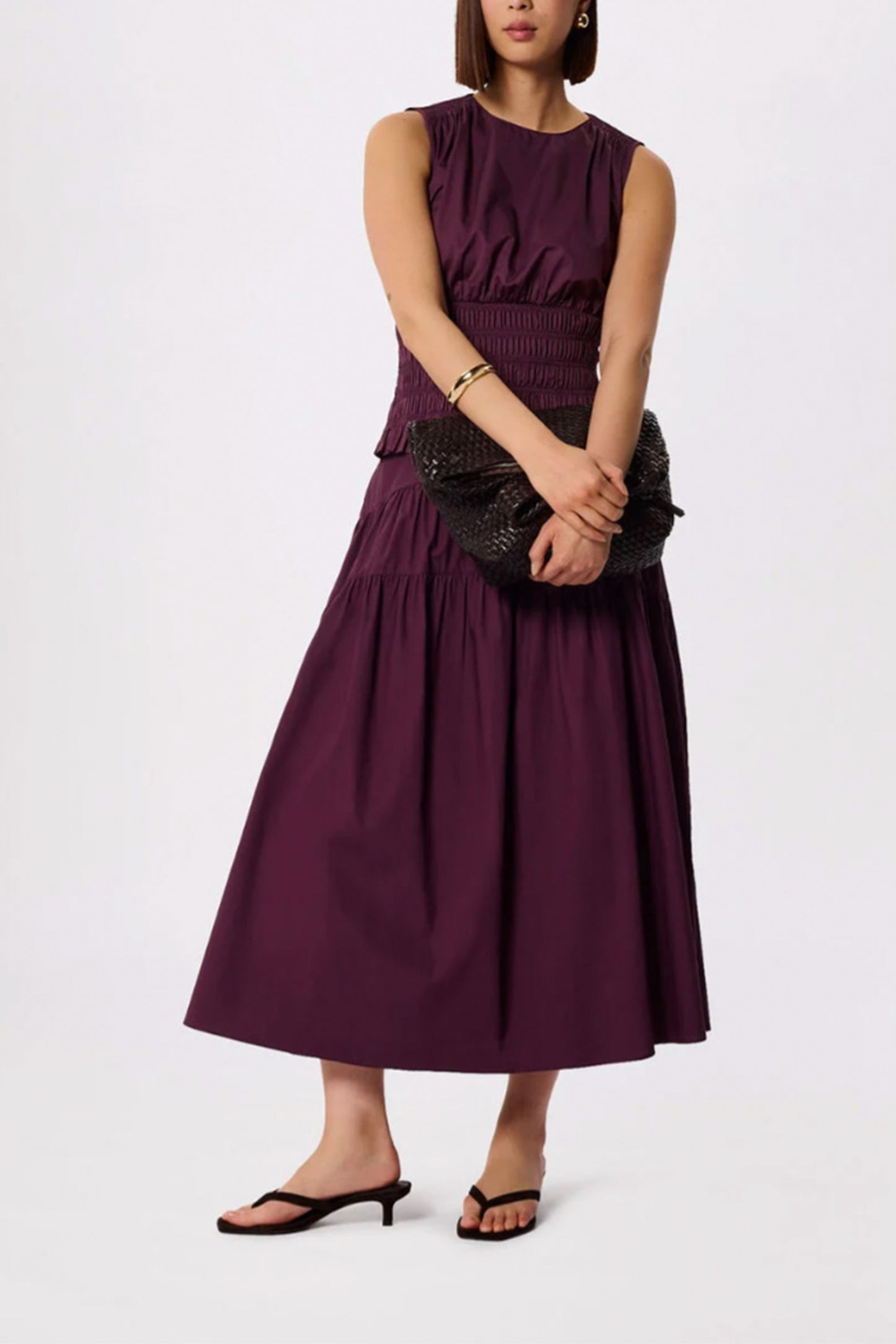 Plum Tier Hem Cotton Skirt