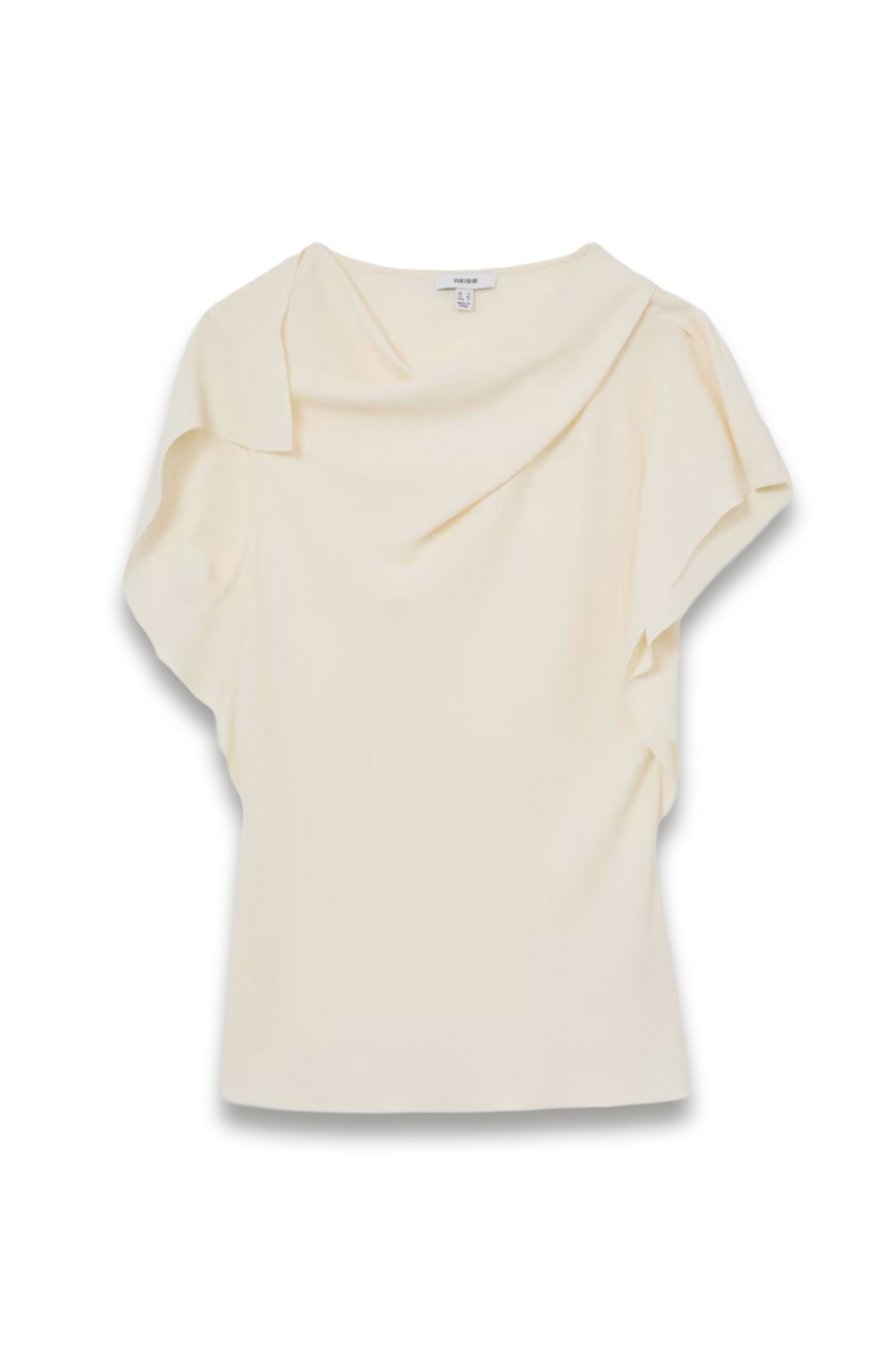 Asymmetric Drape-Neck Top in Ivory