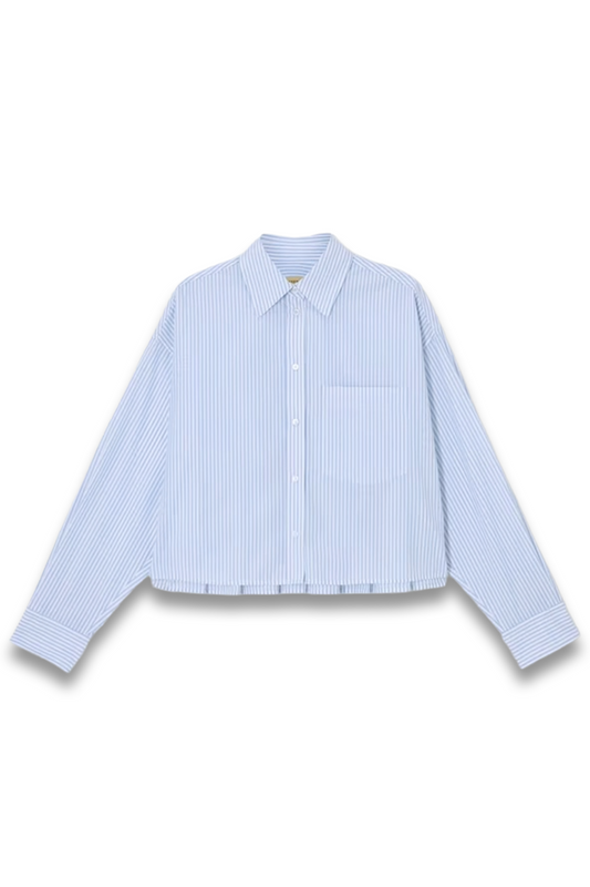 Eden Cotton Stripe Shirt, Light Blue