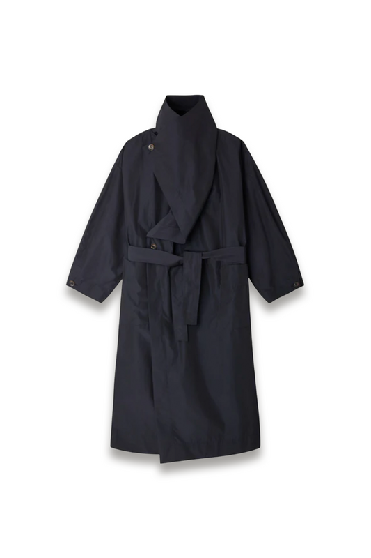 Long Trench Coat in Technical Cotton Canvas