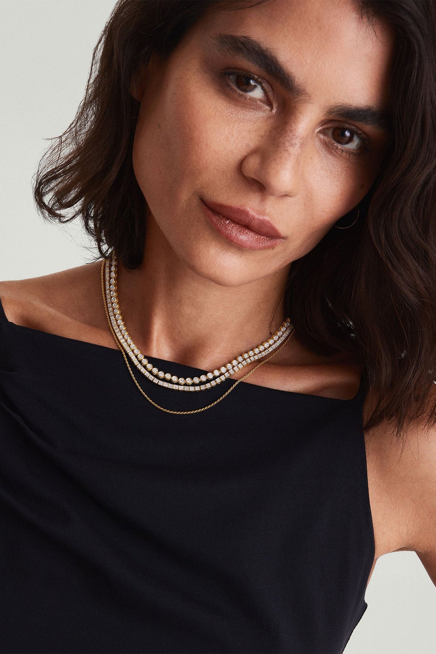 Square Micro-Pavé Diamond Tennis Necklace