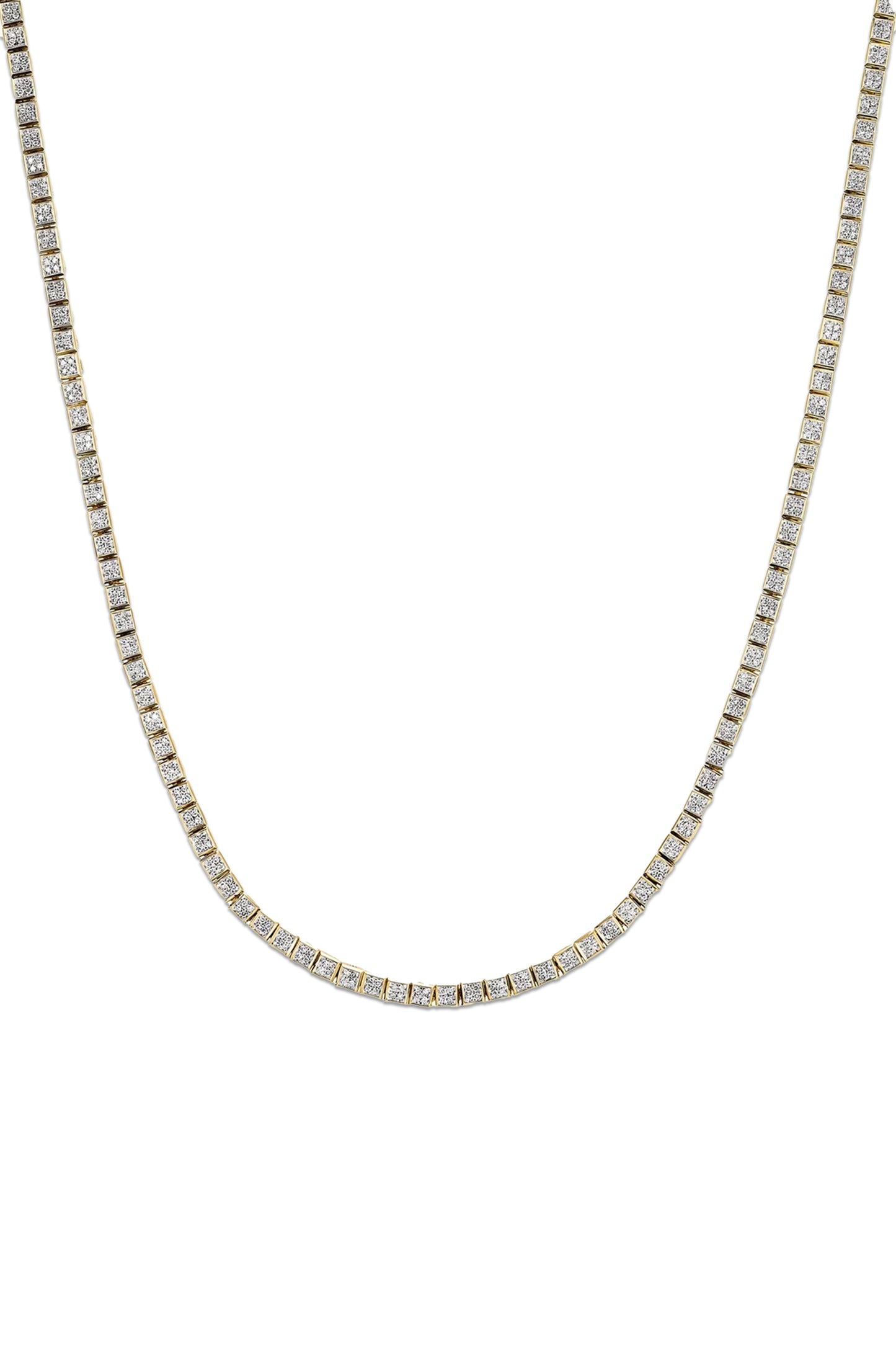 Square Micro-Pavé Diamond Tennis Necklace