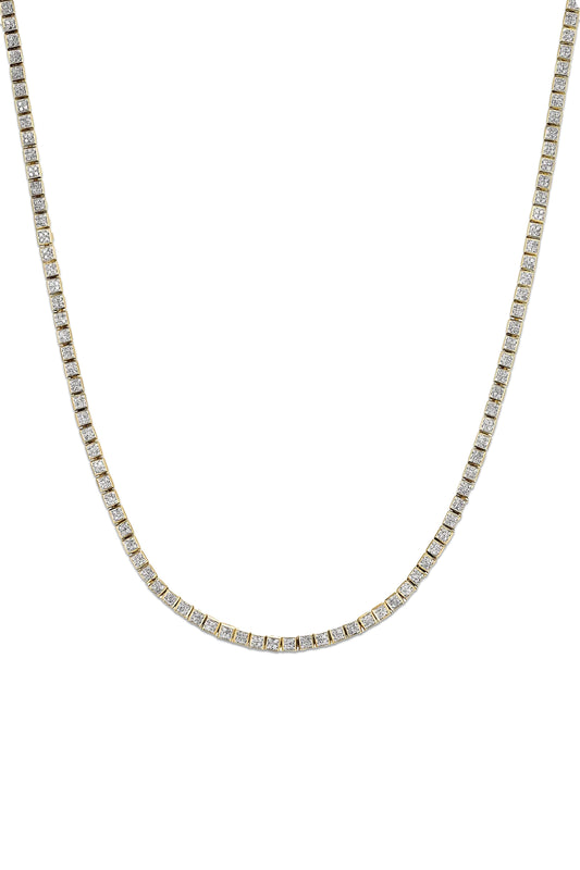 Square Micro-Pavé Diamond Tennis Necklace