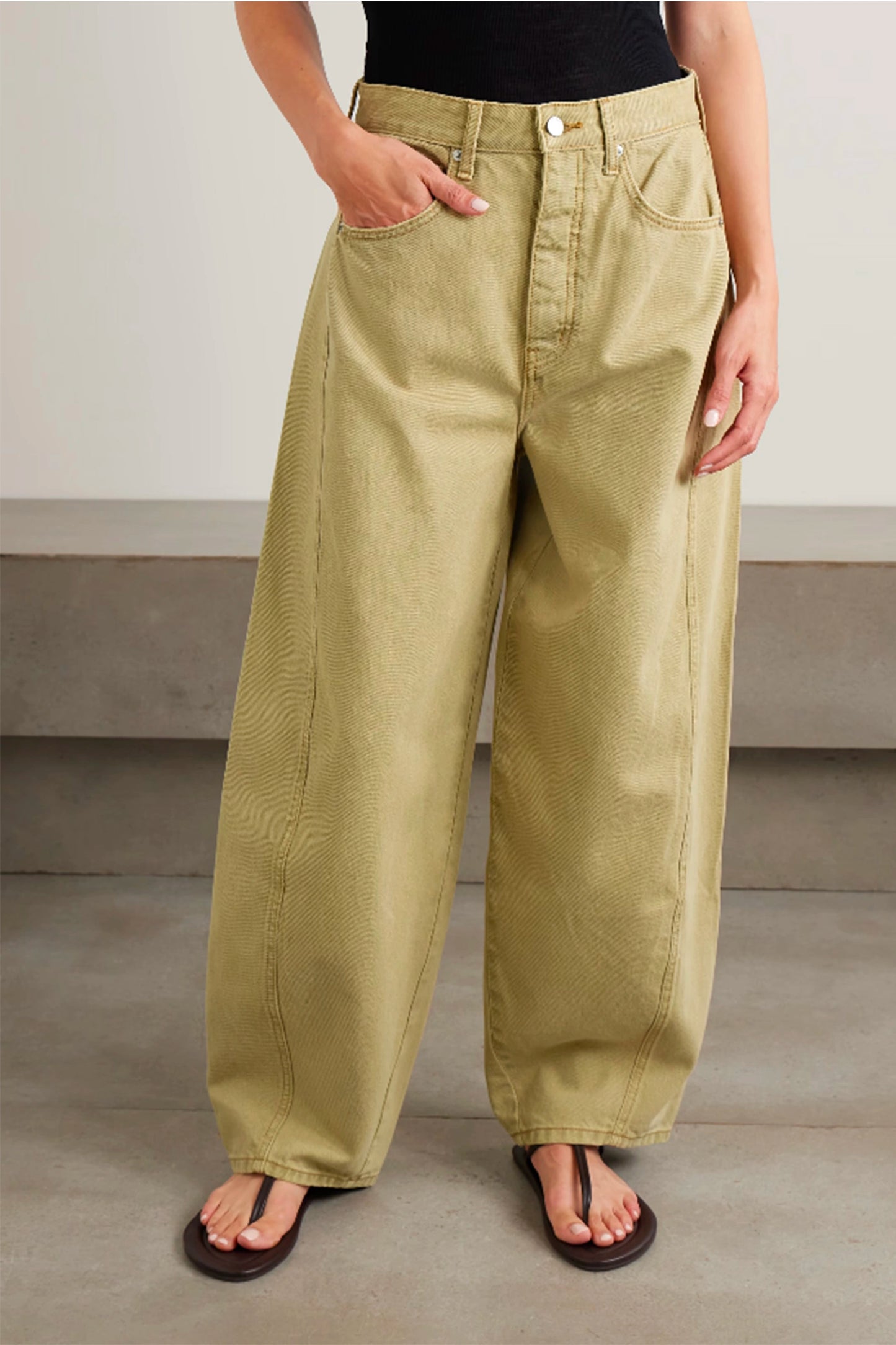 Paneled Mid-rise Wide-leg Organic Jeans