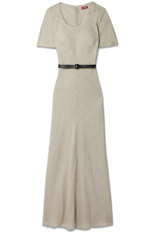 Alejandra Belted Frayed Linen Maxi Dress