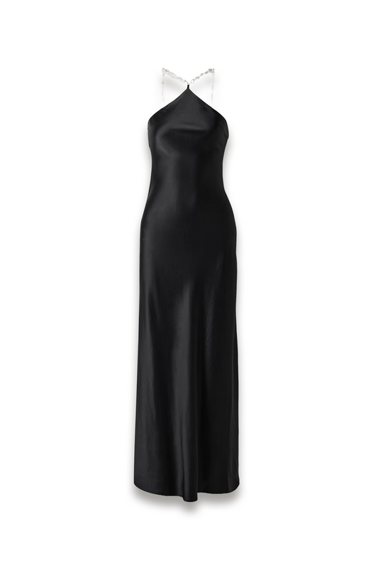 Cadence Faux Pearl-Embellished Satin Maxi Dress