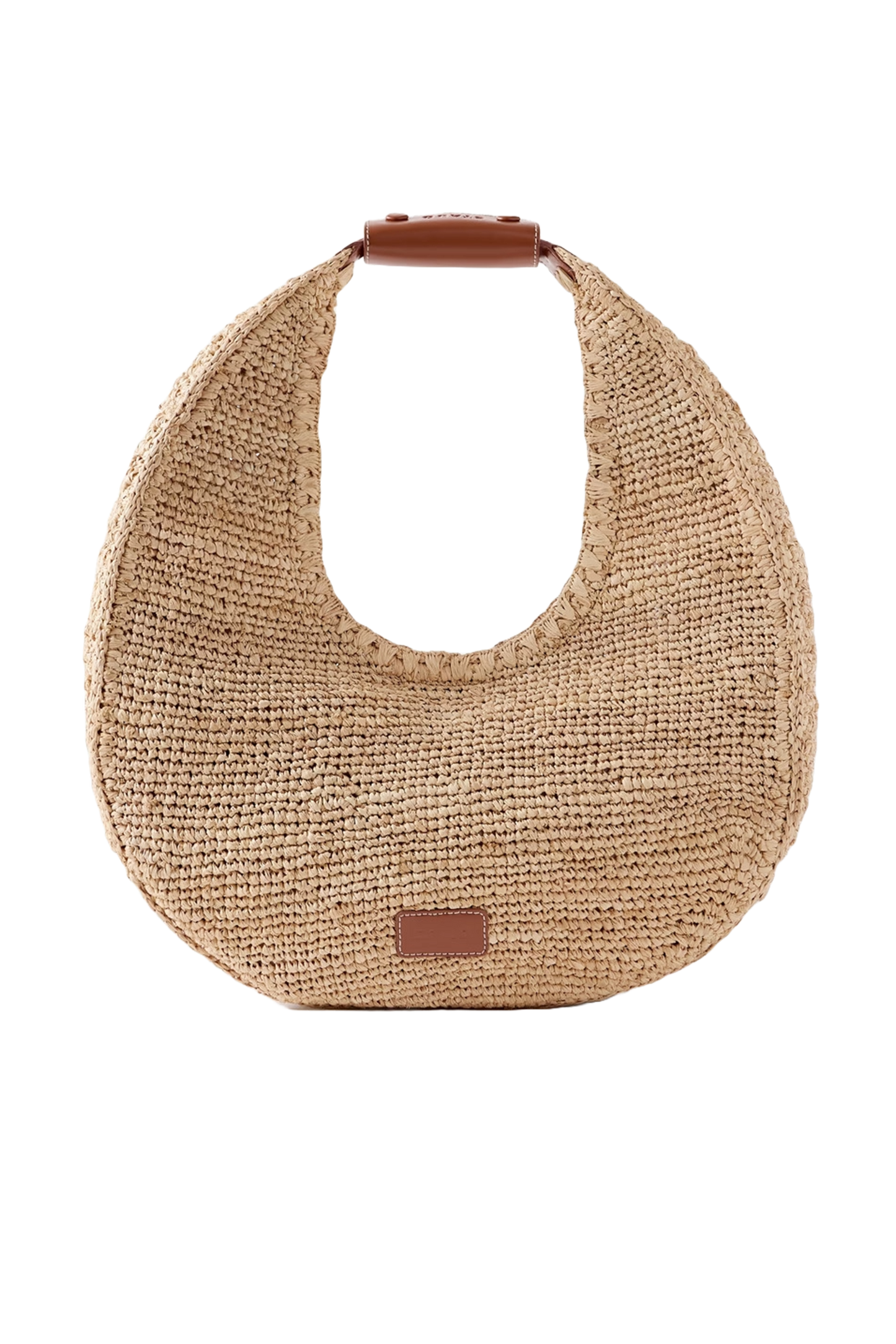 Moon large leather-trimmed raffia tote
