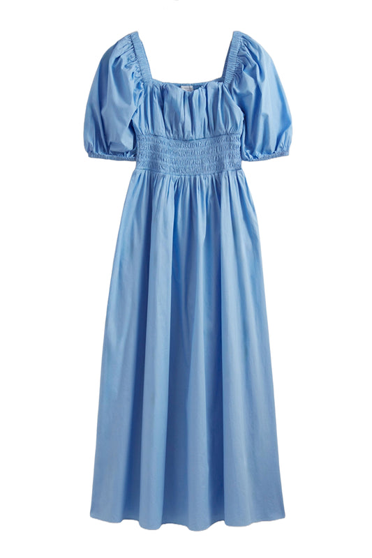 Puff-Sleeve Midi Dress
