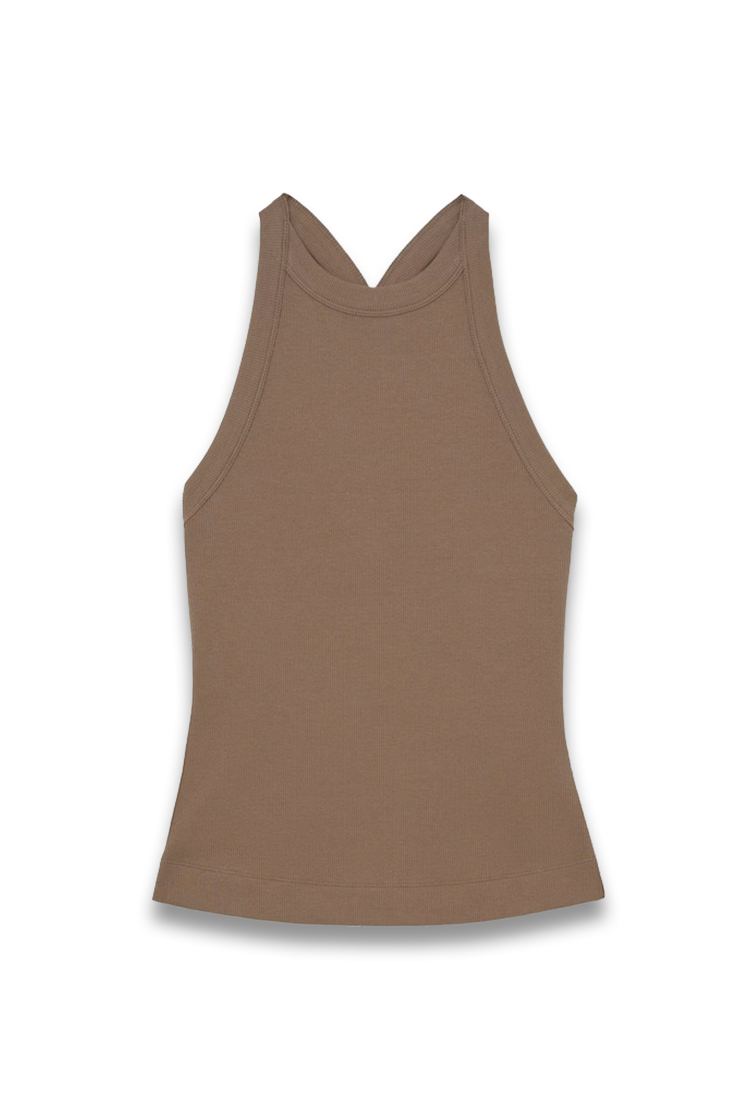 Stretch-cotton Ribbed Racer-back Vest in Taupe Neutral