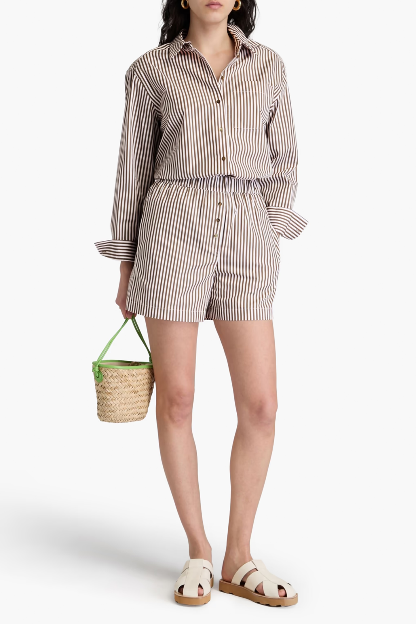 Striped Cotton-Poplin Shorts