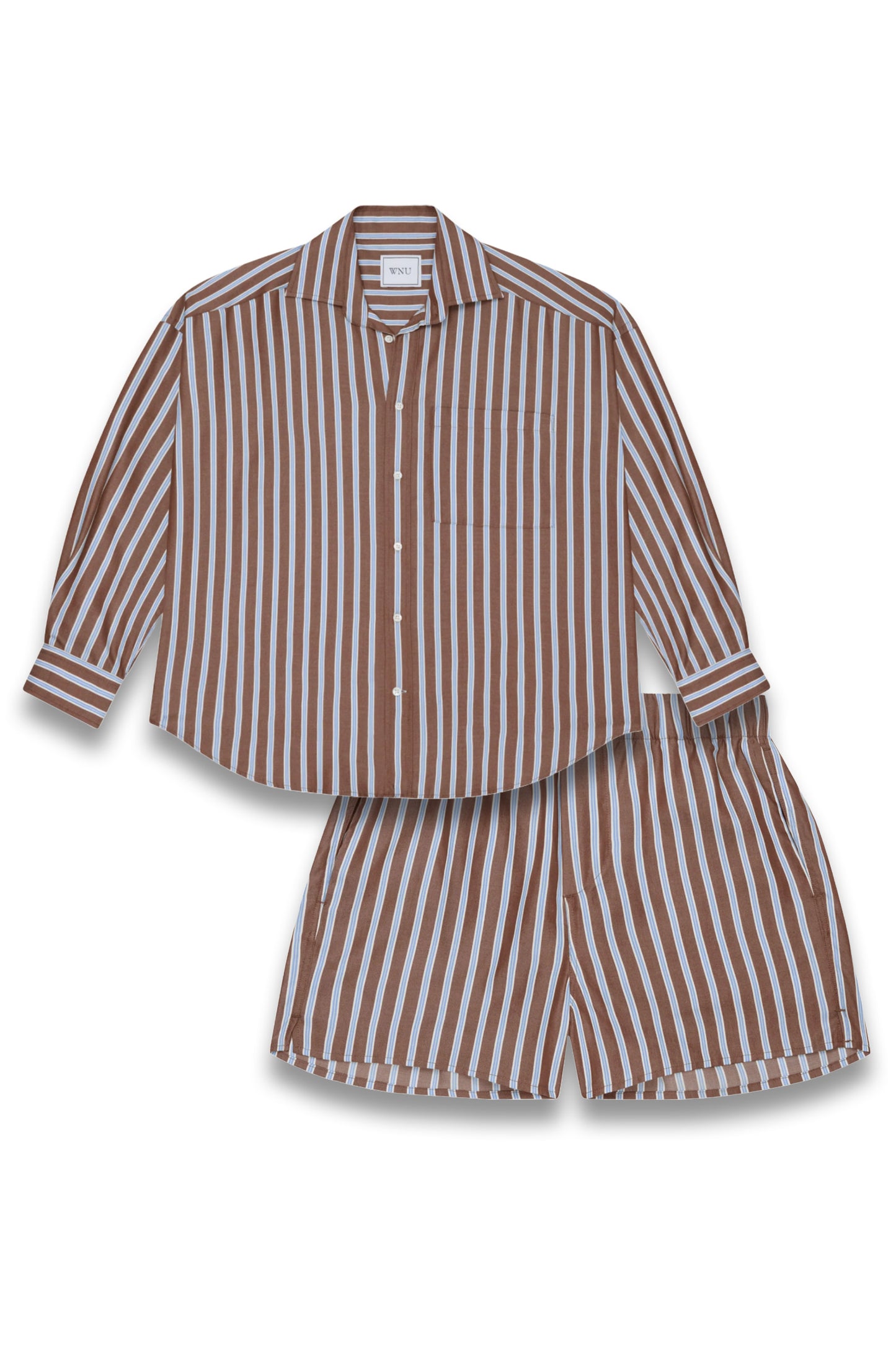 The Weekend Shirt and The Boxer Shorts Set (Mocha Multi Stripe)