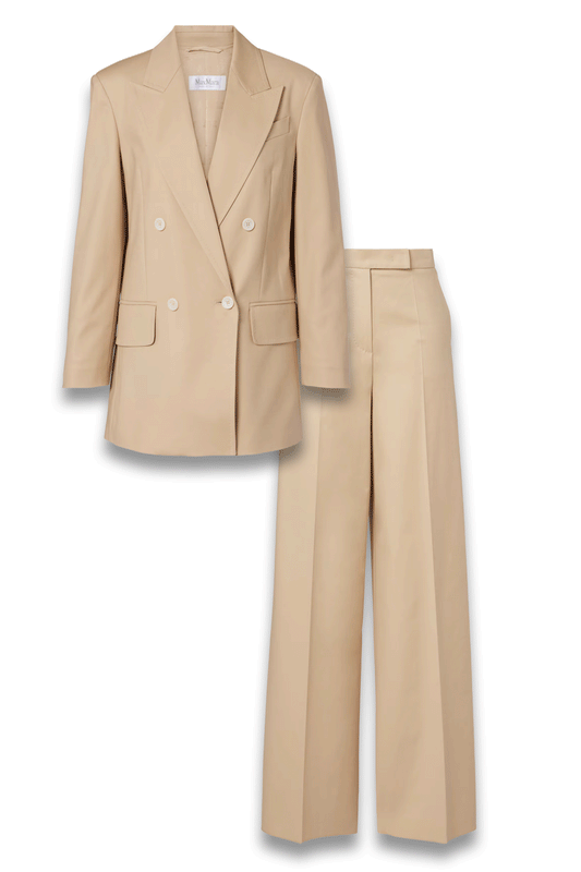 Suez Double-Breasted Cotton-Blend Blazer And Wide-Leg Pants