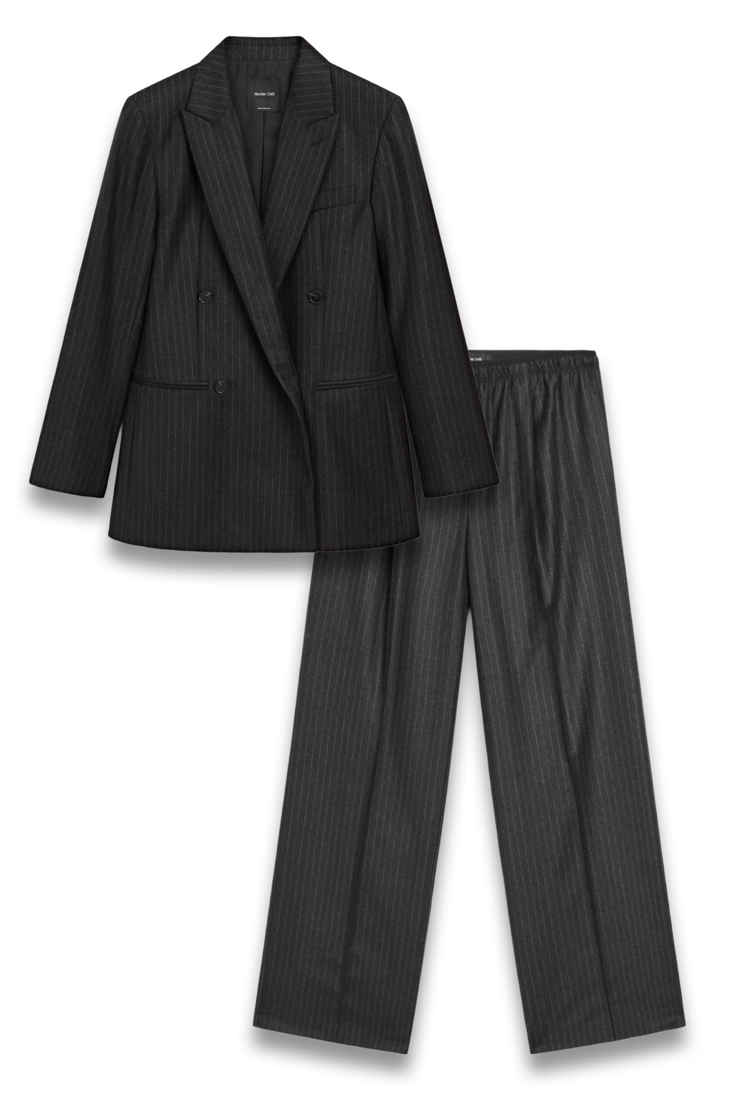 100% Wool Double-breasted Blazer and Darted Pinstripe Trousers