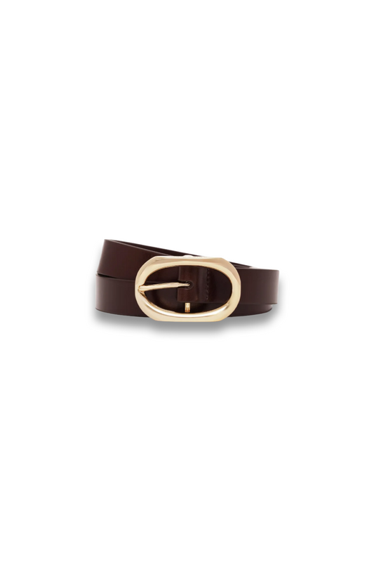 Oval-buckle Leather Belt