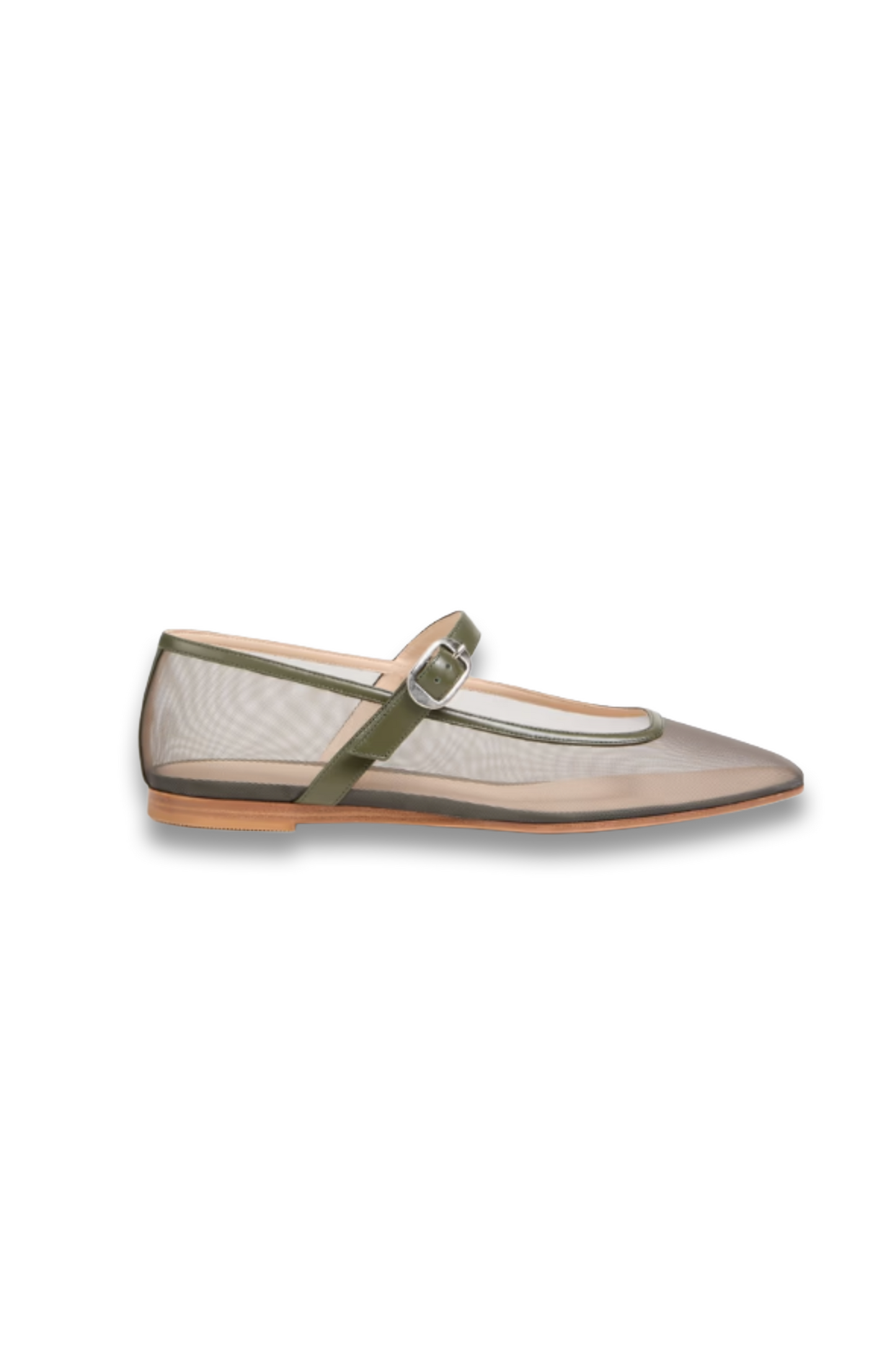 Leather-trimmed Mesh Mary Jane Flats