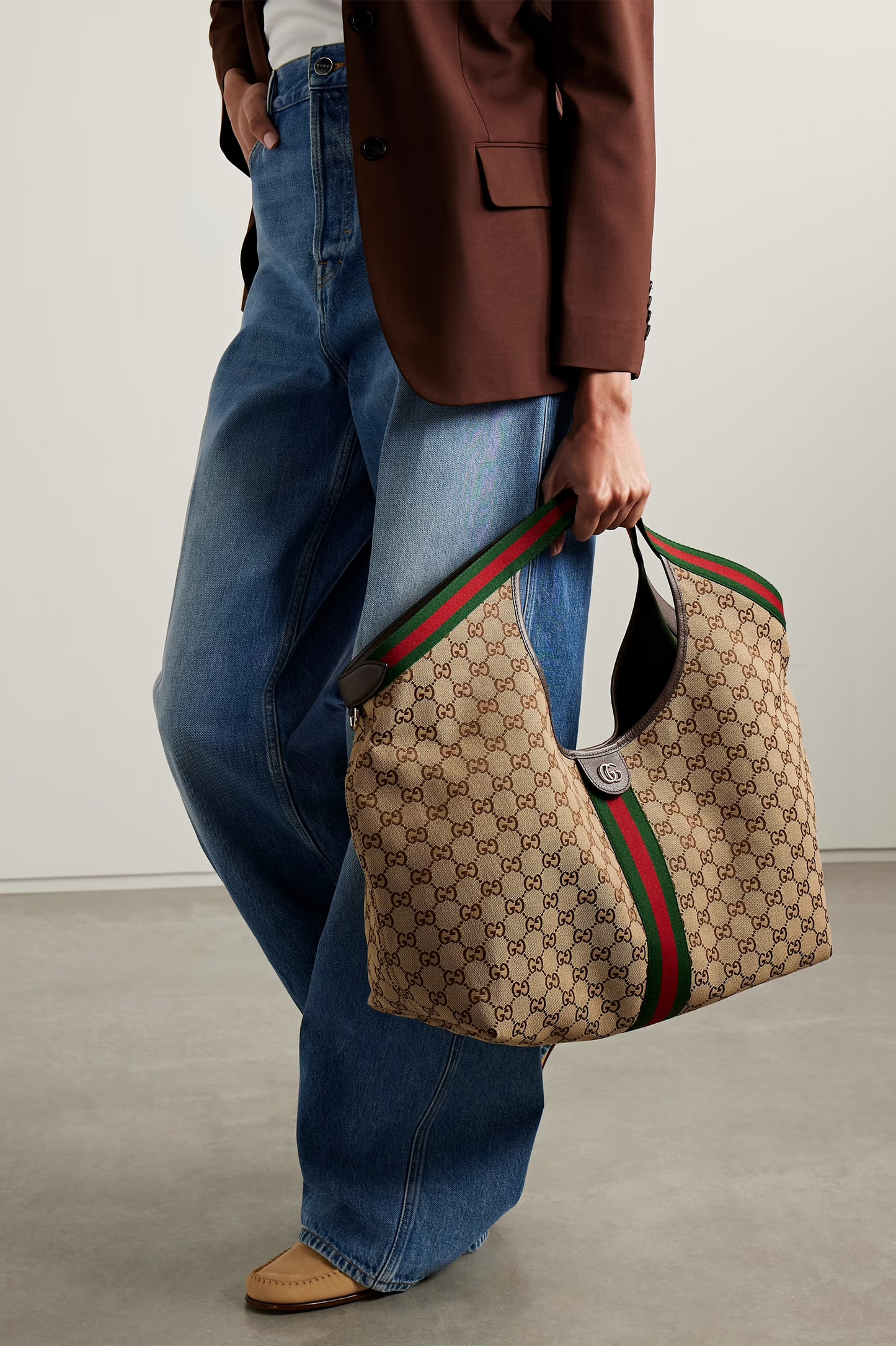 Giglio Large Leather-trimmed Canvas-jacquard Tote